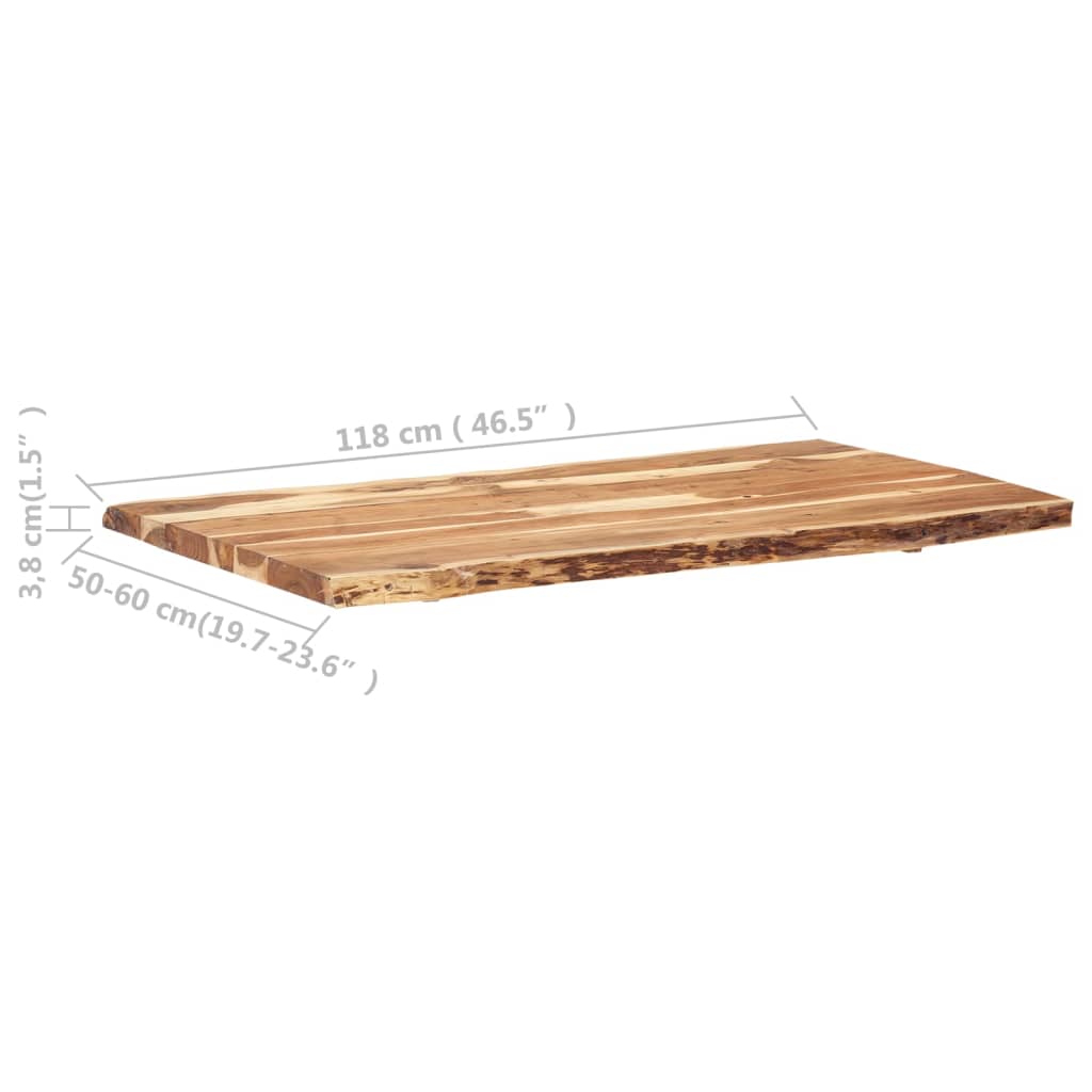 vidaXL Table Top Solid Acacia Wood 118x(50-60)x3.8 cm