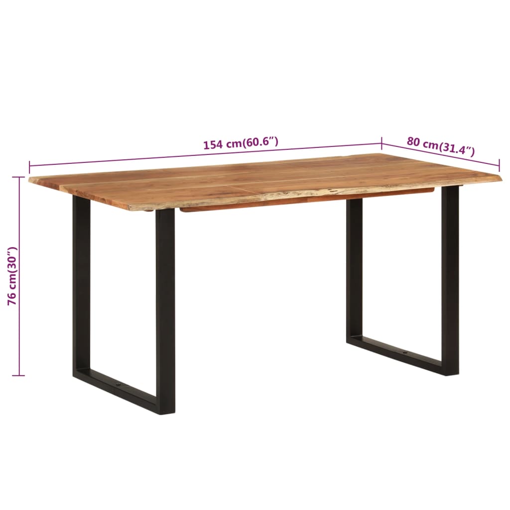 vidaXL Dining Table 154x80x76 cm Solid Acacia Wood