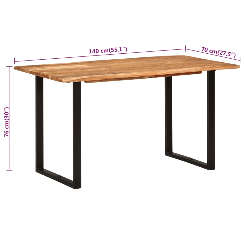 vidaXL Dining Table 140x70x76 cm Solid Acacia Wood