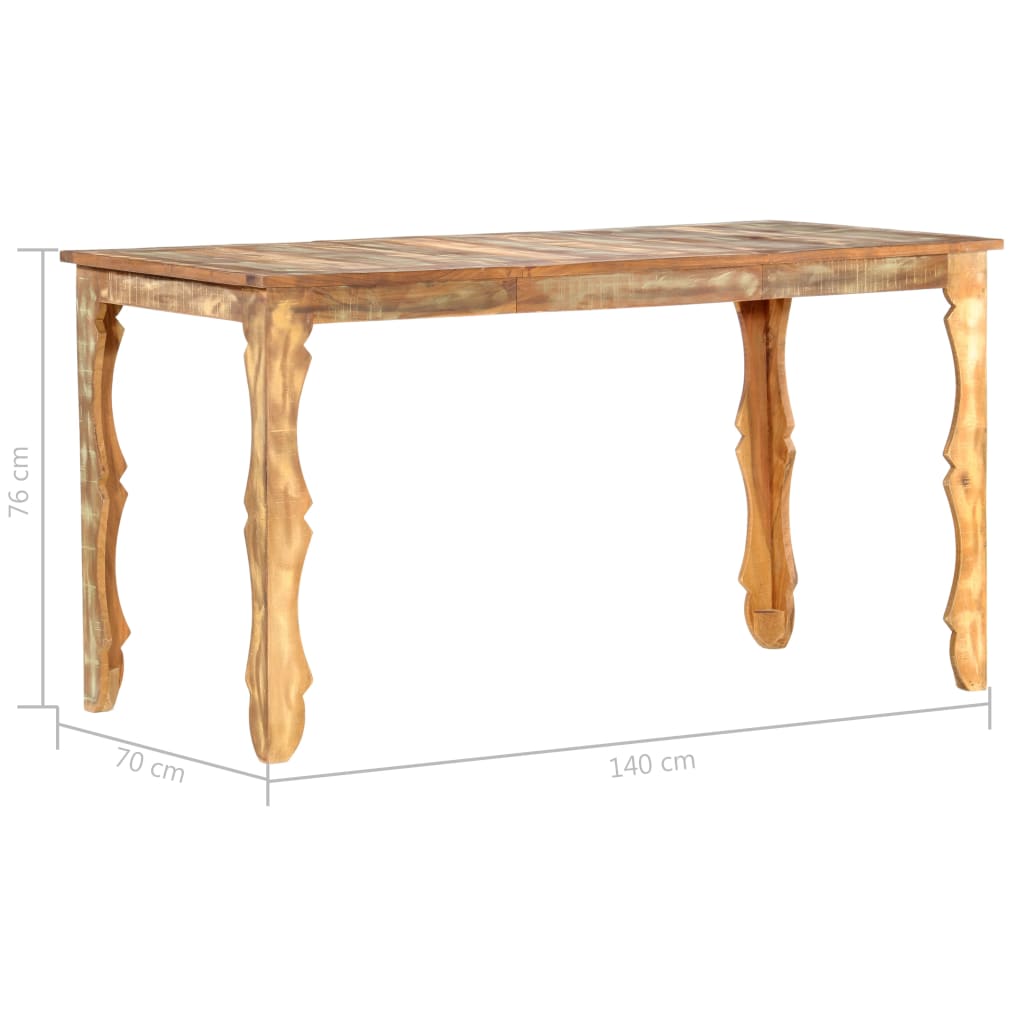 vidaXL Dining Table 140x70x76 cm Solid Reclaimed Wood