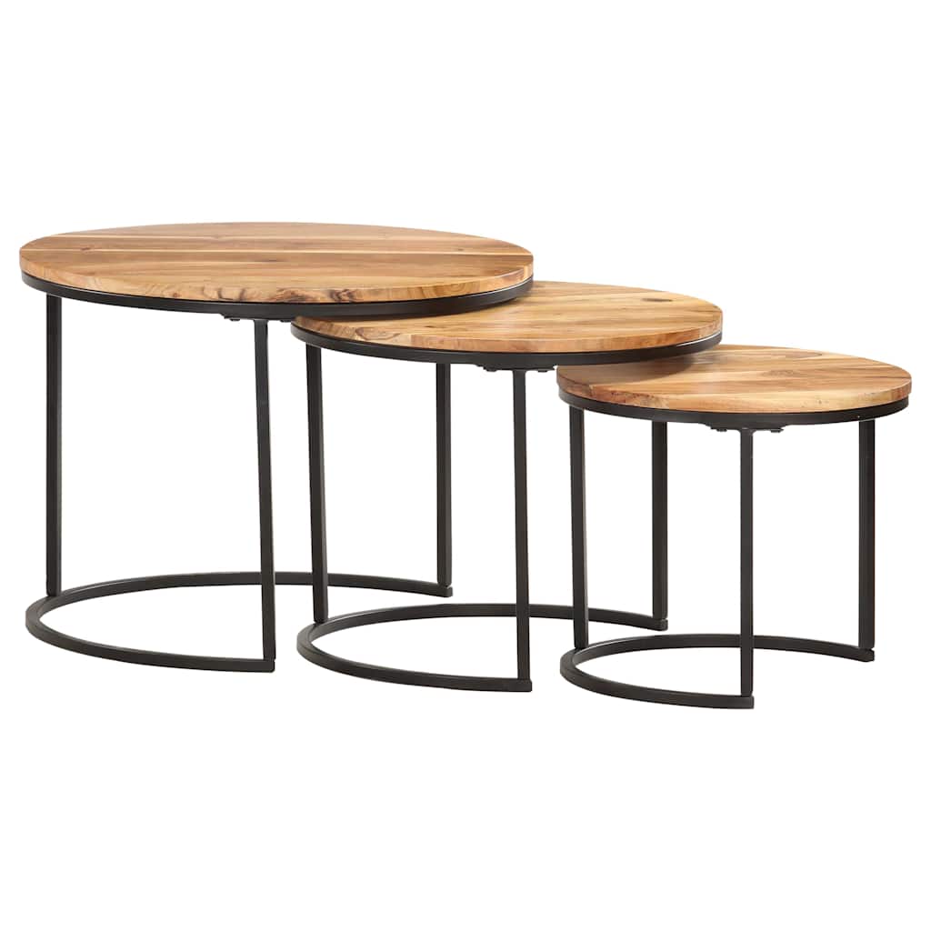 286185 vidaXL Nesting Tables 3 pcs Solid Acacia Wood