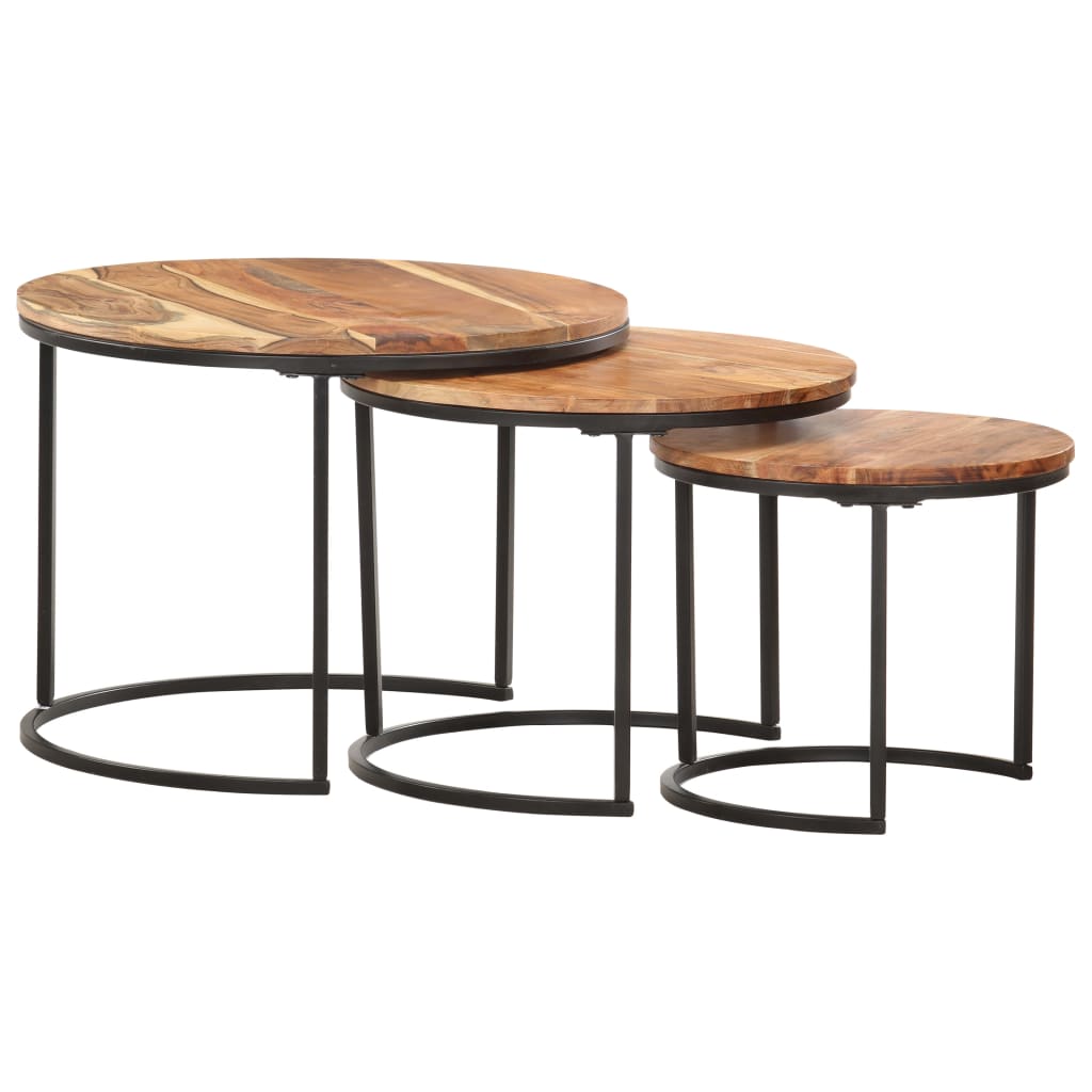 Nesting Tables 3 pcs Solid Acacia Wood