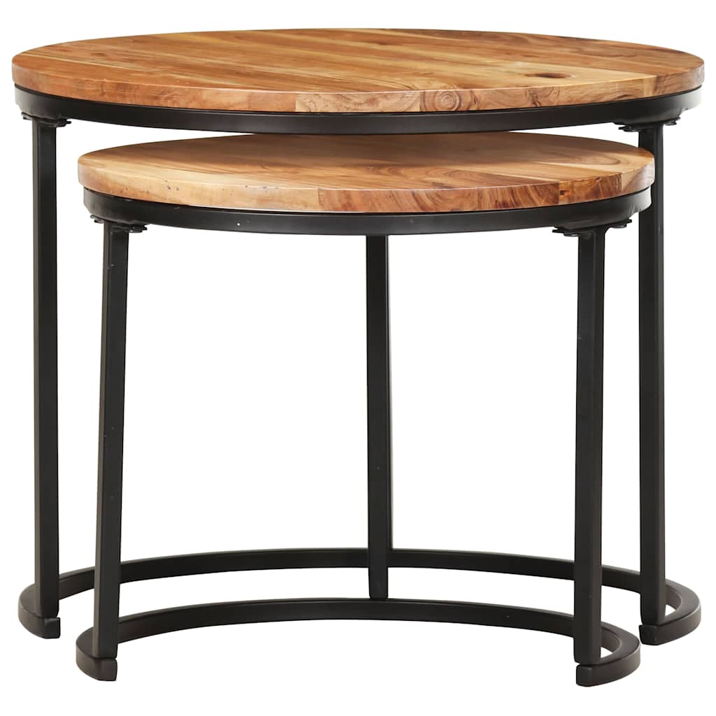 286186 vidaXL Nesting Tables 2 pcs Solid Acacia Wood