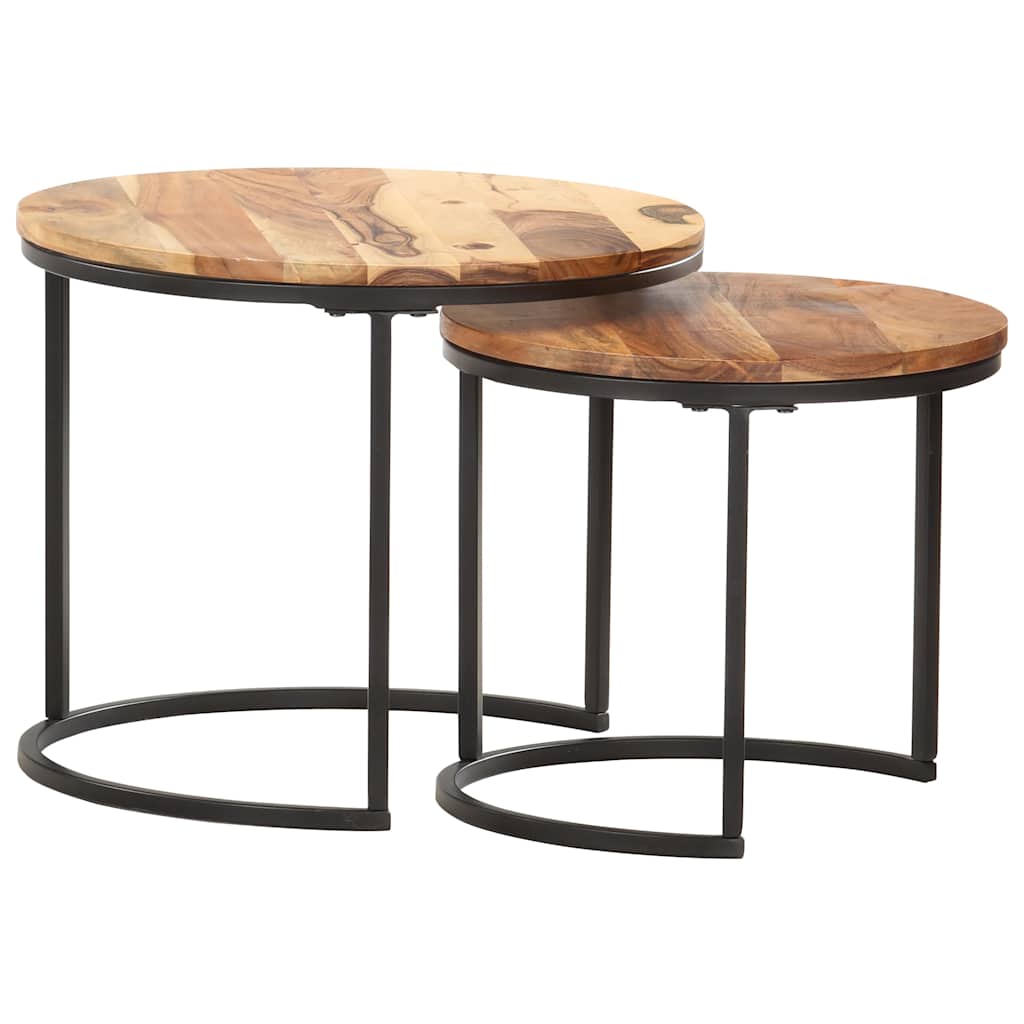 286186 vidaXL Nesting Tables 2 pcs Solid Acacia Wood