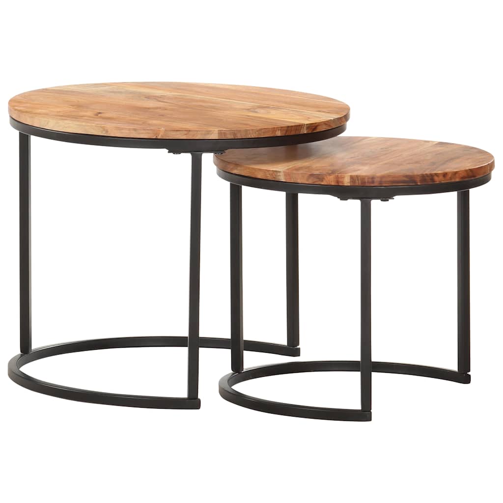 286186 vidaXL Nesting Tables 2 pcs Solid Acacia Wood