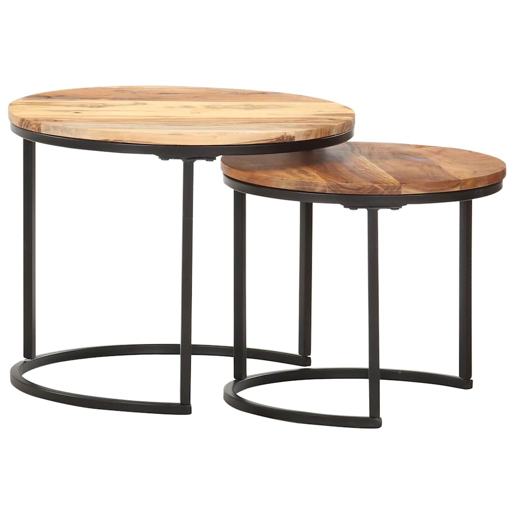 286186 vidaXL Nesting Tables 2 pcs Solid Acacia Wood
