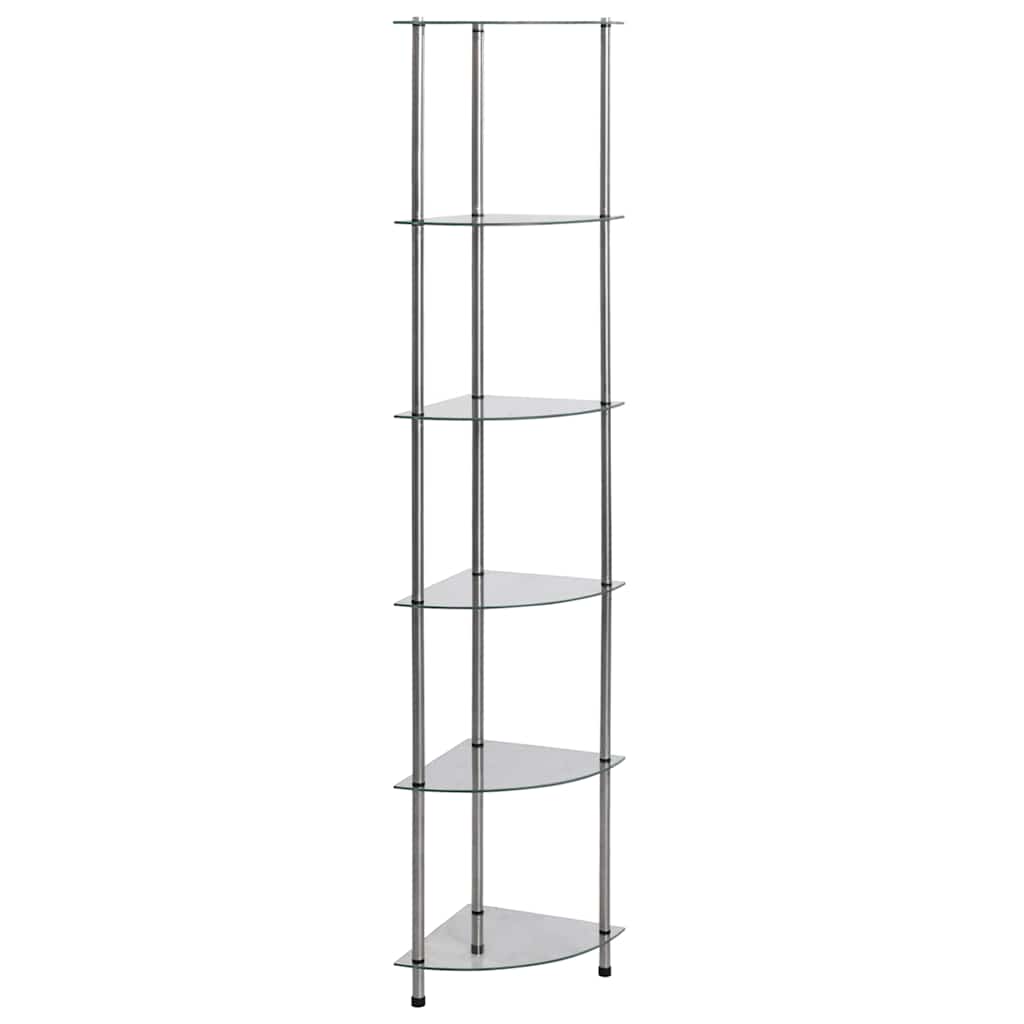 6-Tier Shelf Transparent 30x30x160 cm Tempered Glass