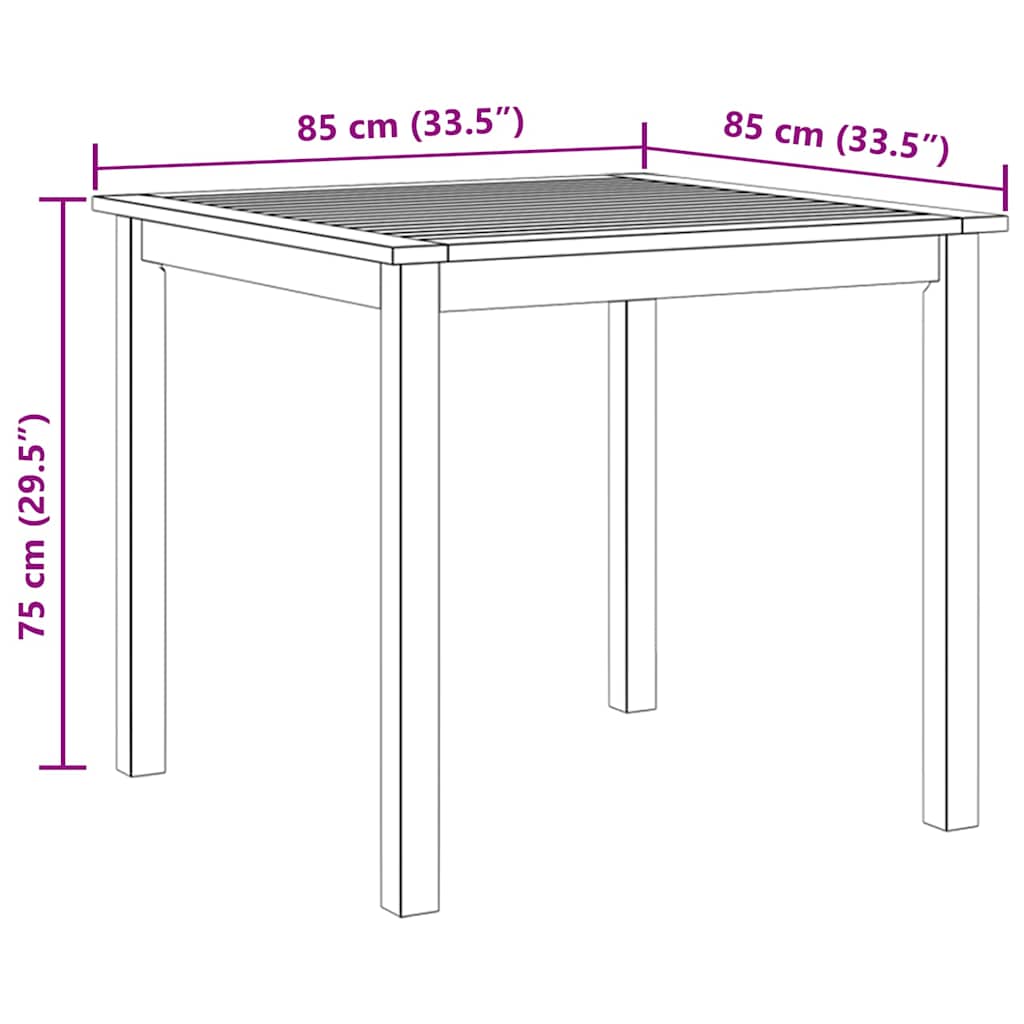 48606 vidaXL Garden Table 85x85x74 cm Solid Acacia Wood