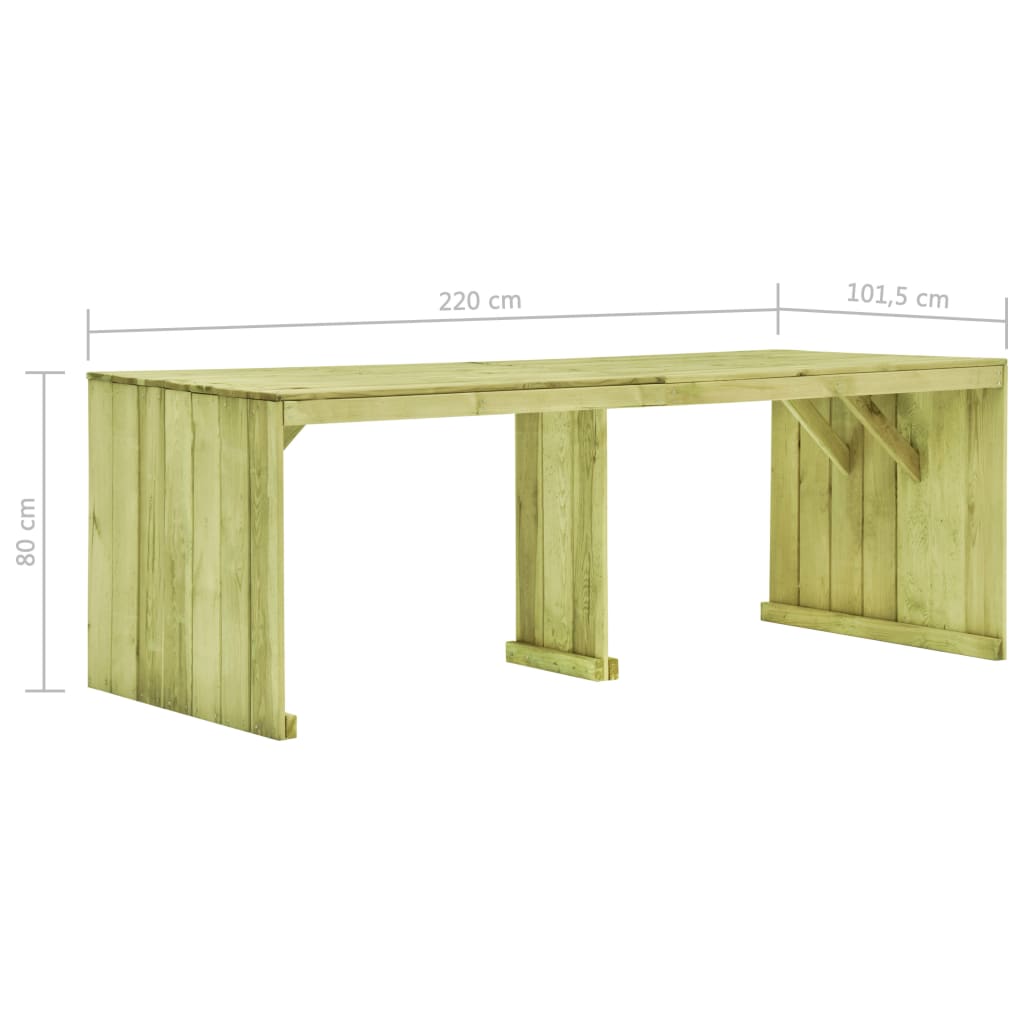 vidaXL Garden Table 220x101.5x80 cm Impregnated Pinewood