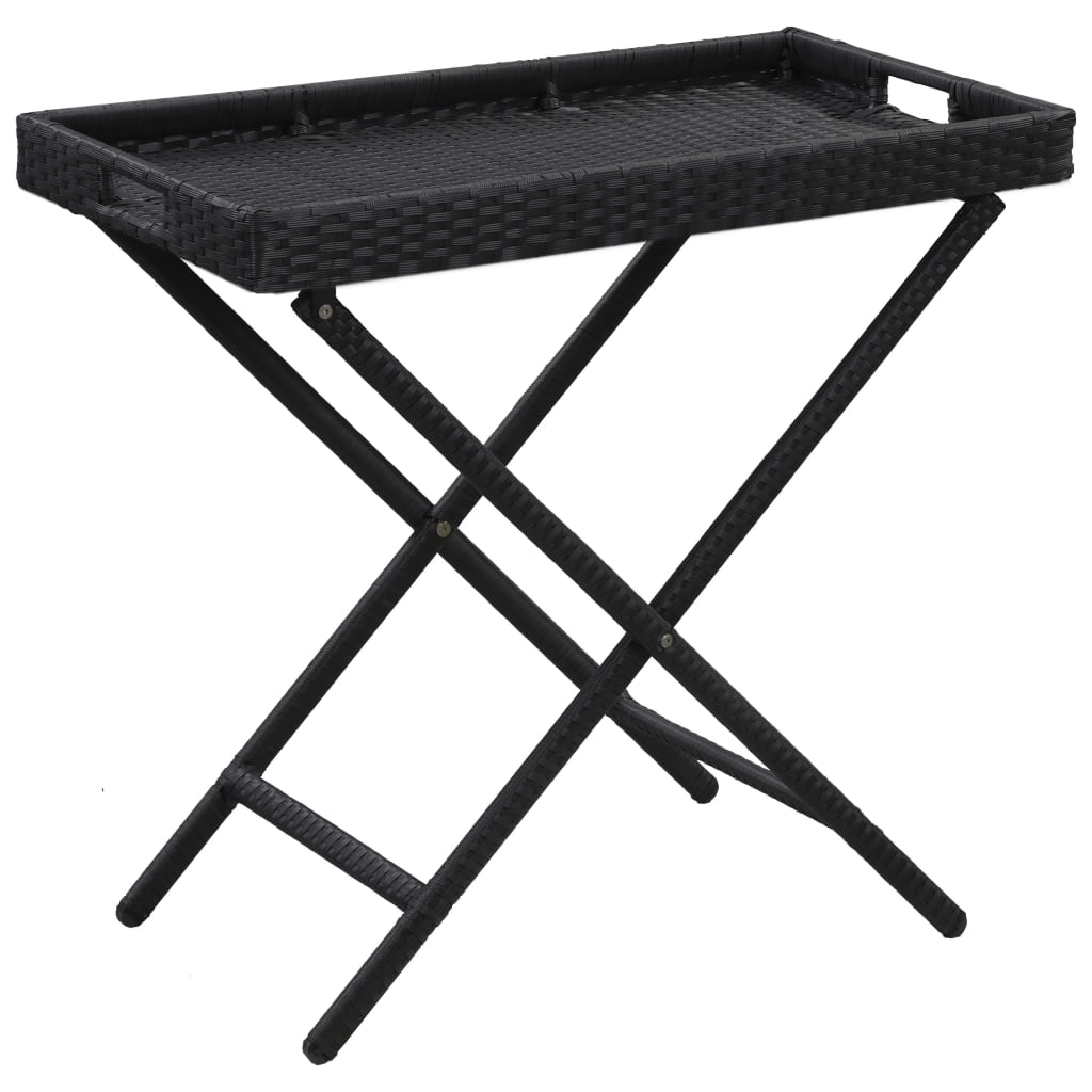 vidaXL Folding Table Black 80x45x75 cm Poly Rattan