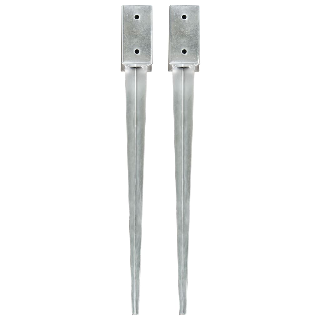 Ground Spikes 2 pcs Silver 7x7x75 cm Galvanised Steel
