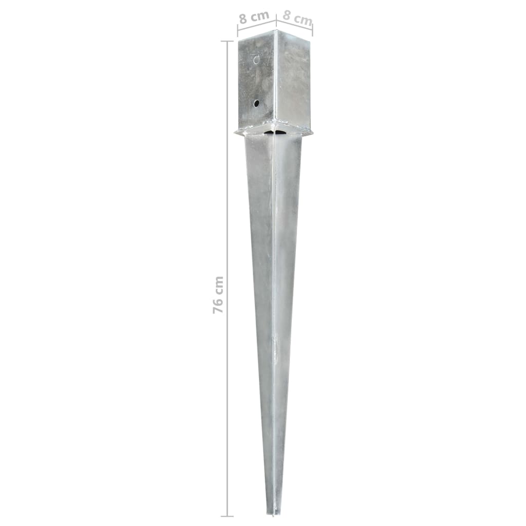 Ground Spikes 6 pcs Silver 8x8x76 cm Galvanised Steel