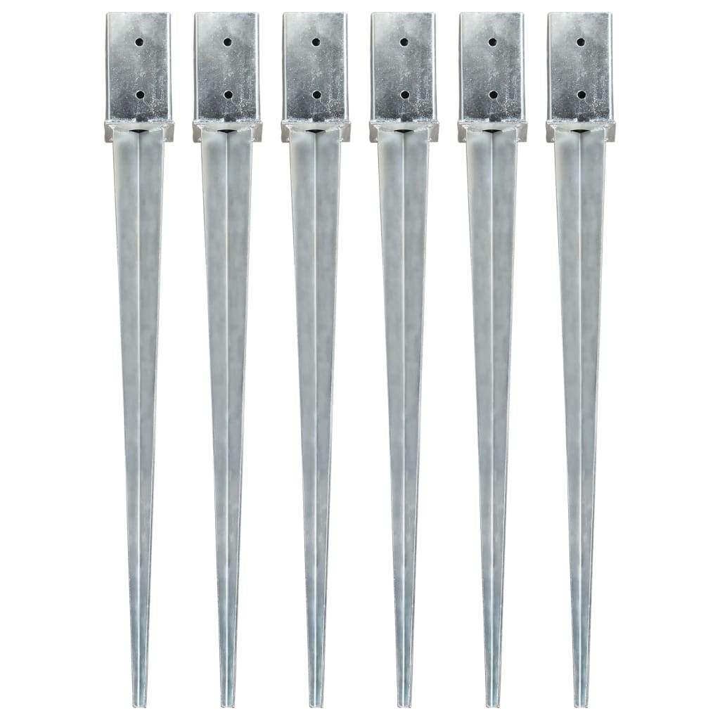Ground Spikes 6 pcs Silver 8x8x91 cm Galvanised Steel