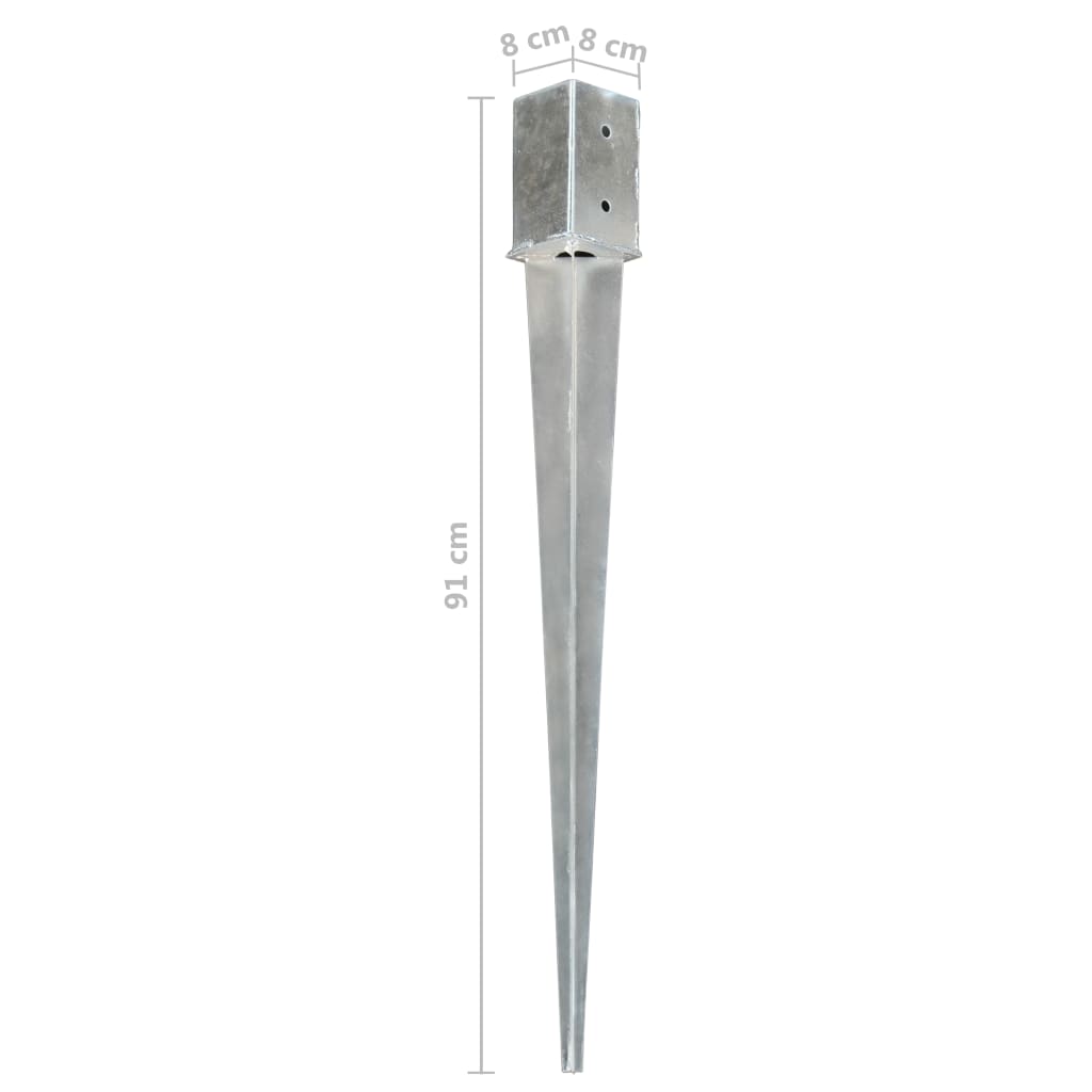 Ground Spikes 12 pcs Silver 8x8x91 cm Galvanised Steel