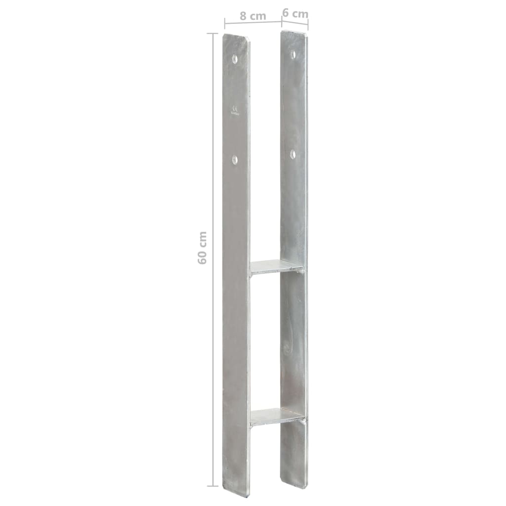 Fence Anchors 2 pcs Silver 8x6x60 cm Galvanised Steel