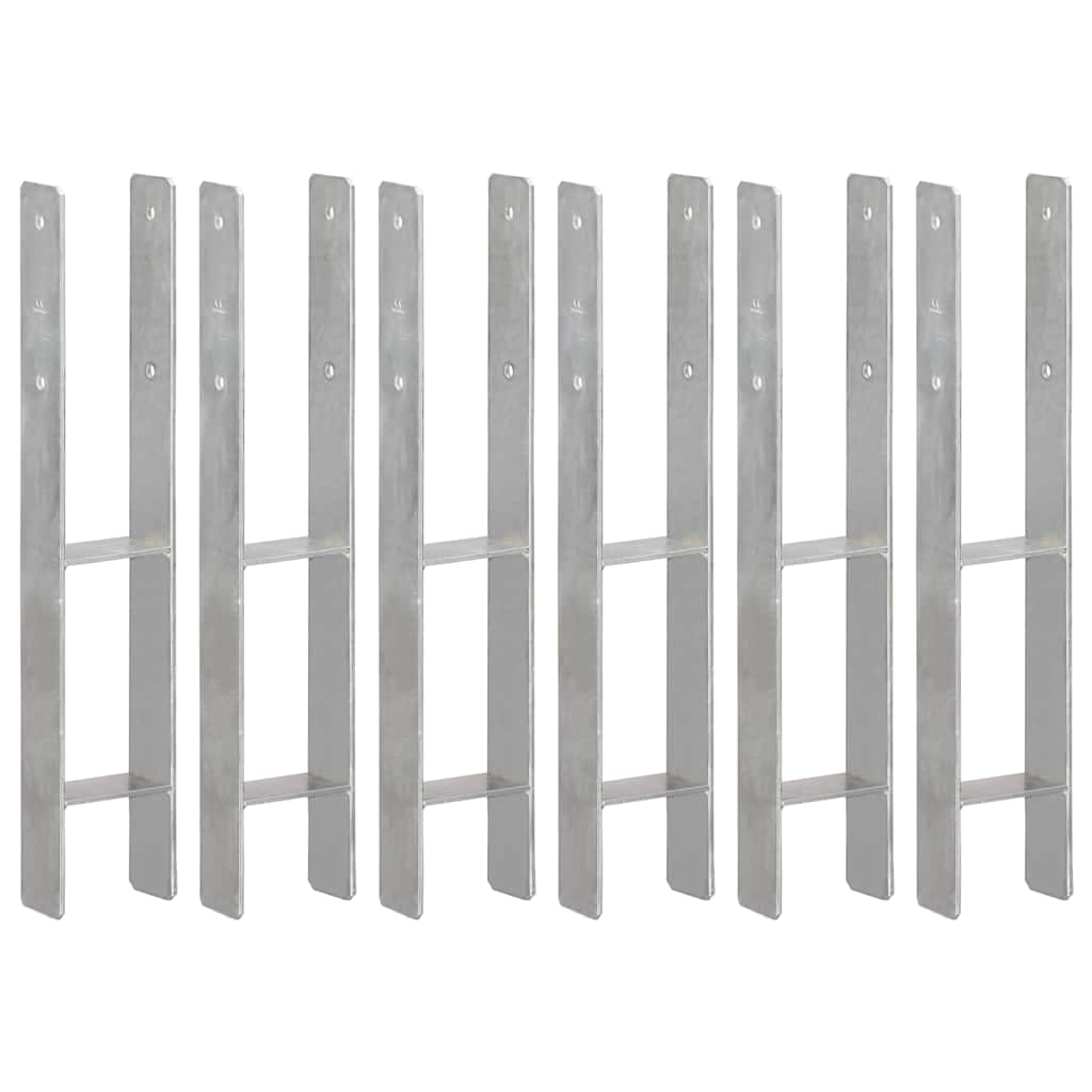 Fence Anchors 6 pcs Silver 10x6x60 cm Galvanised Steel