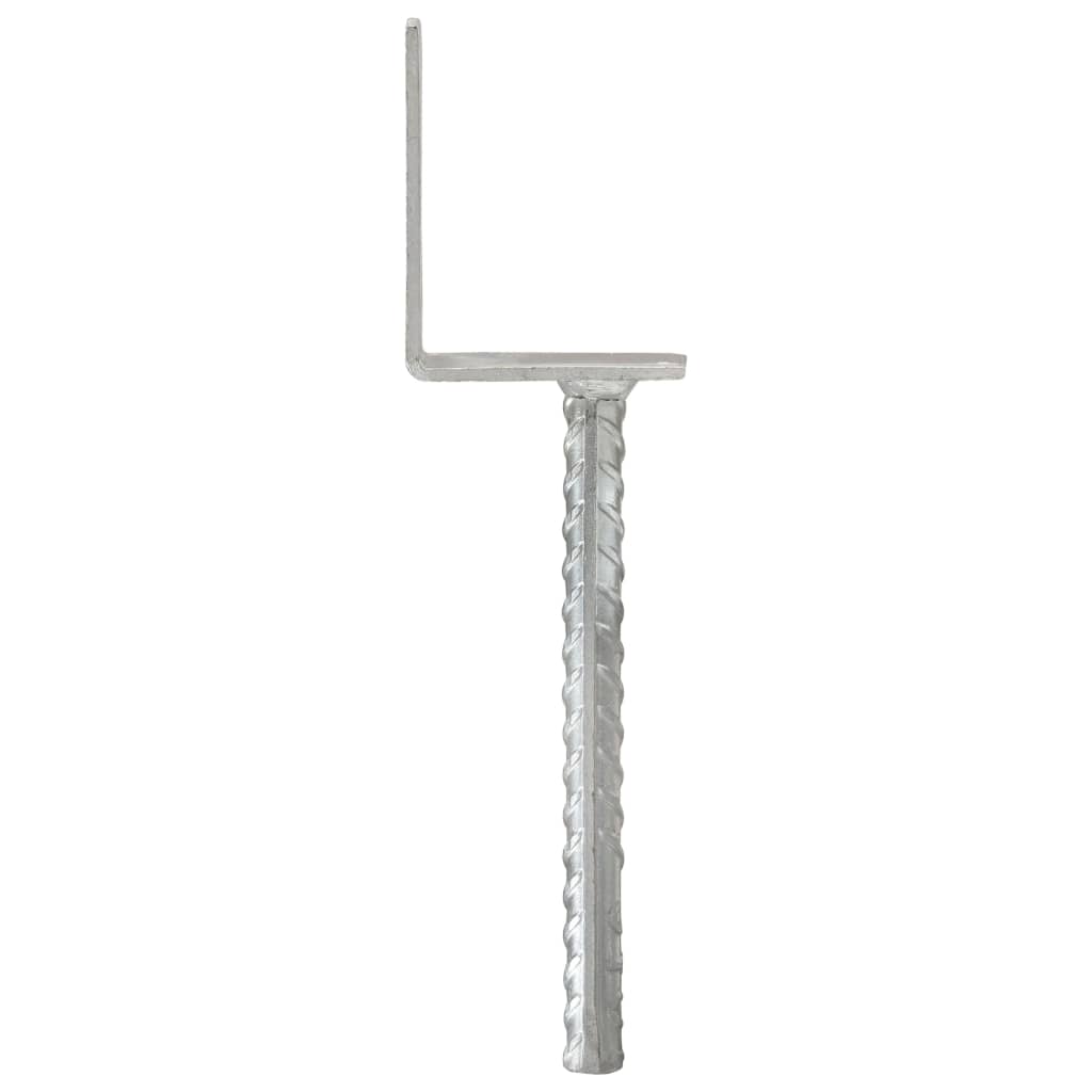 145324 vidaXL Fence Anchors 6 pcs Silver 8x6x30 cm Galvanised Steel