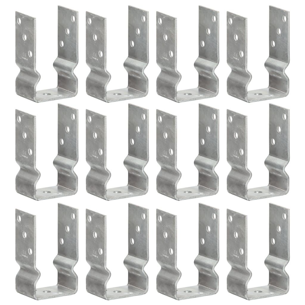 Fence Anchors 12 pcs Silver 8x6x15 cm Galvanised Steel