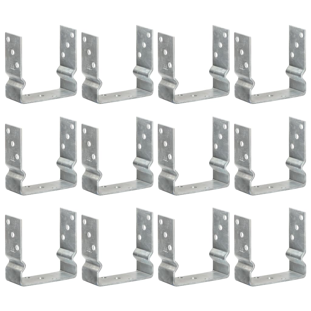 Fence Anchors 12 pcs Silver 14x6x15 cm Galvanised Steel