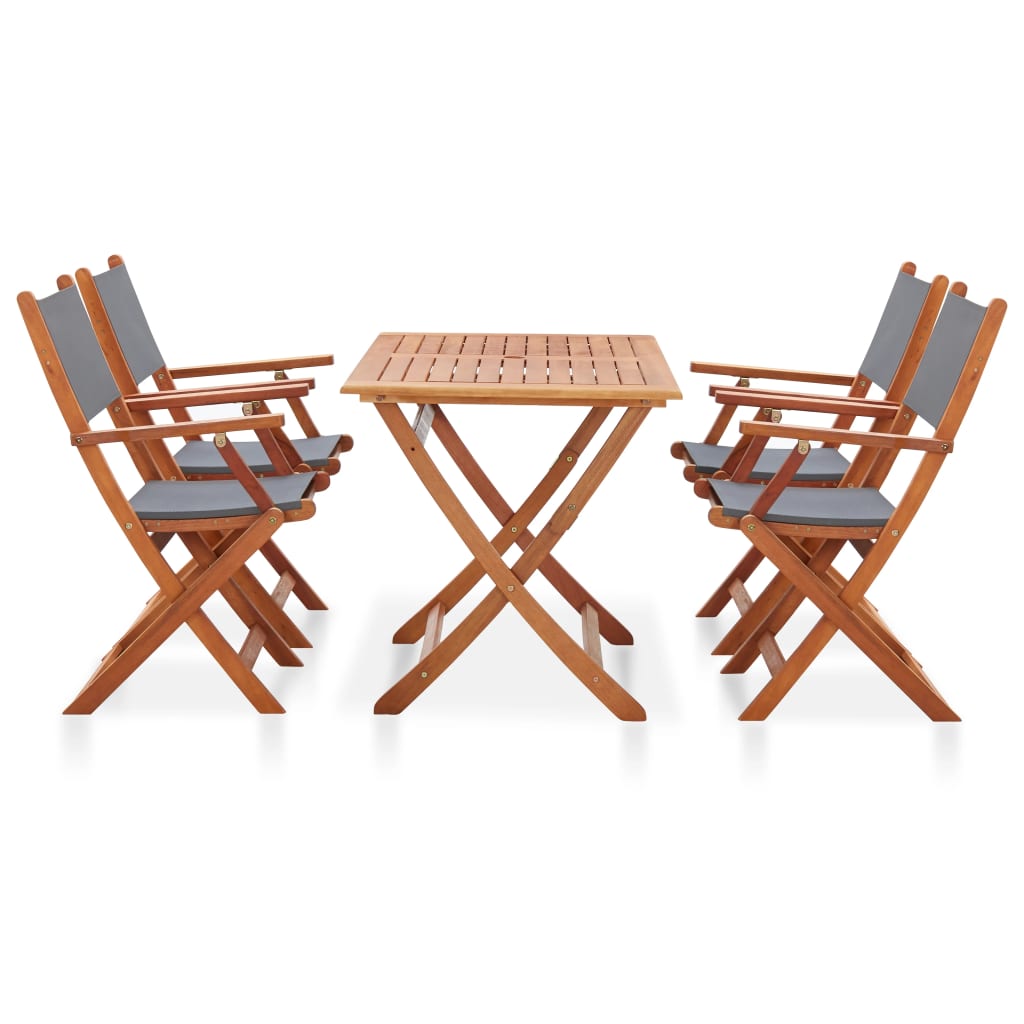 vidaXL 5 Piece Outdoor Dining Set Grey Solid Eucalyptus Wood