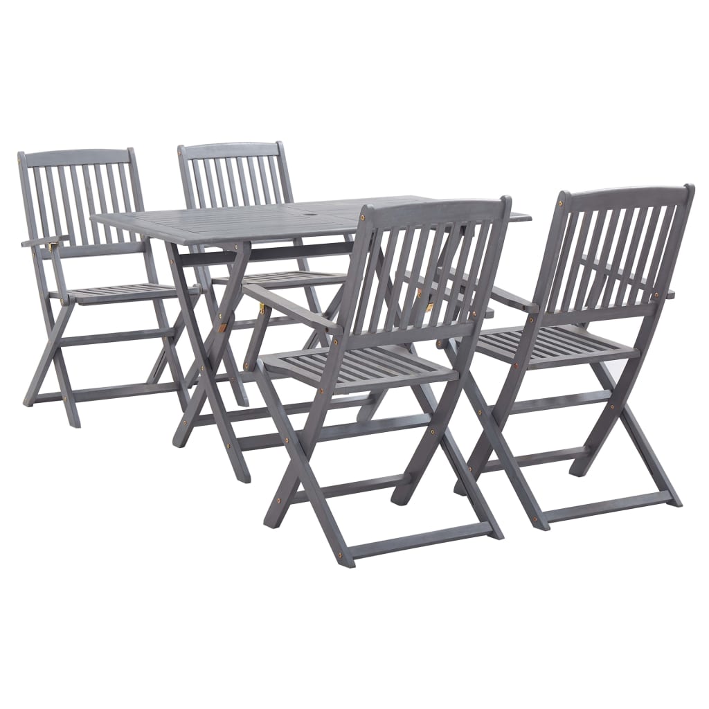 Garden Dining Set | Grey | Solid Acacia wood | Medium | Foldable