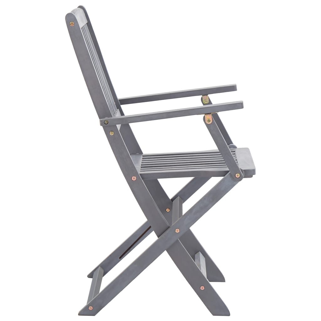 Garden Dining Set | Grey | Solid acacia wood | Medium | Foldable