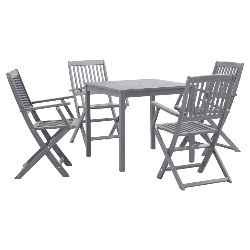Garden Dining Set | Grey | Solid acacia wood | Medium | Foldable