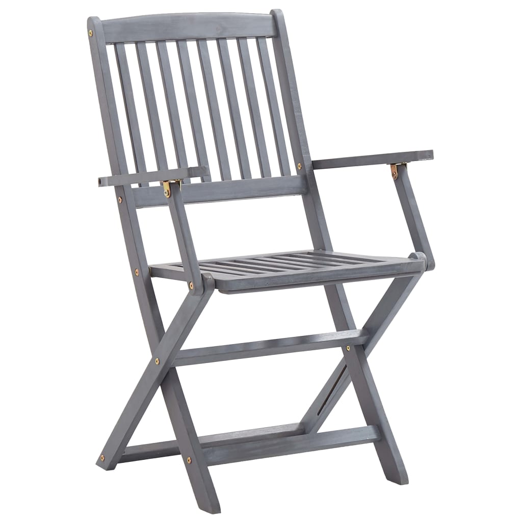 Garden Dining Set | Grey | Solid acacia wood | Medium | Foldable