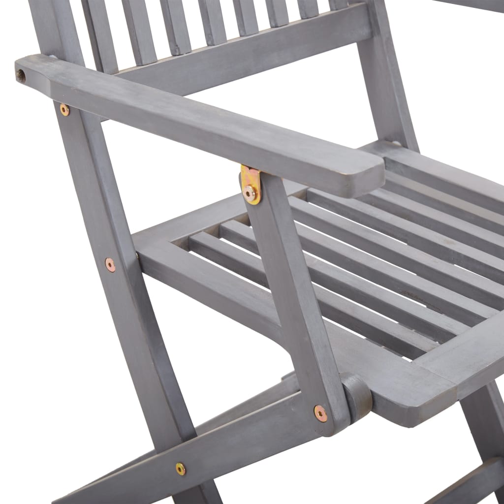 Garden Dining Set | Grey | Solid acacia wood | Medium | Foldable