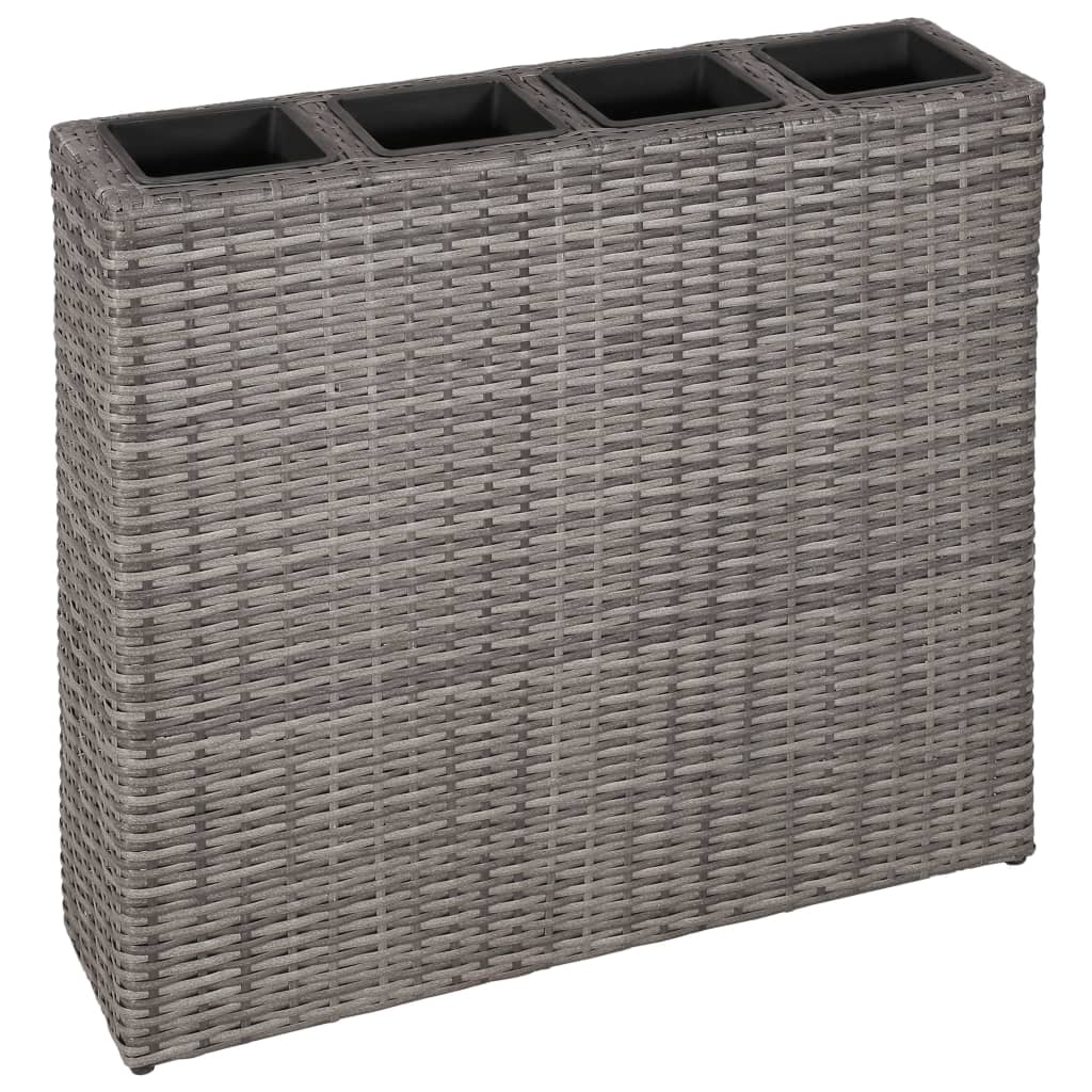 vidaXL Garden Raised Bed with 4 Pots 2 pcs Poly Rattan Grey(2x45426)