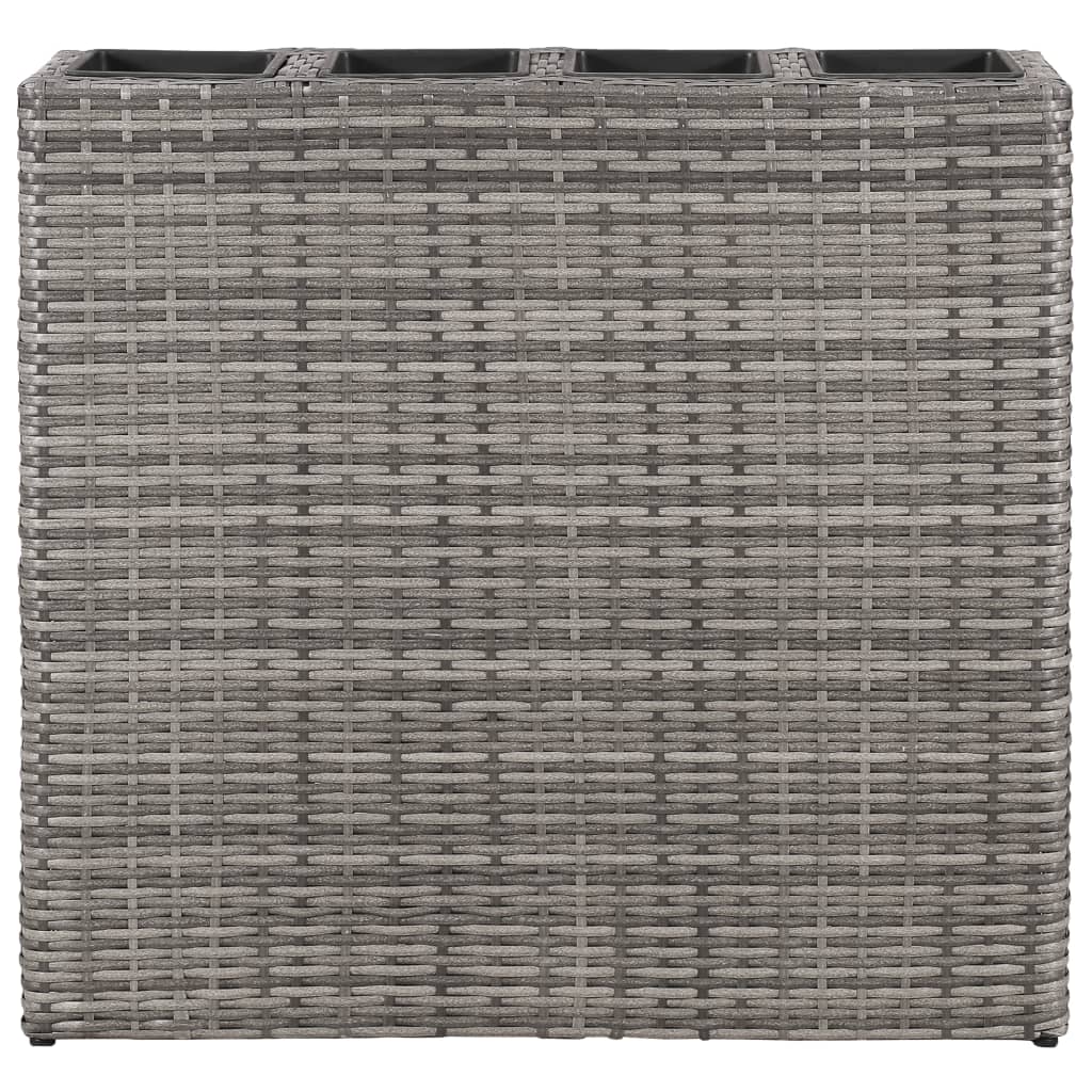 vidaXL Garden Raised Bed with 4 Pots 2 pcs Poly Rattan Grey(2x45426)