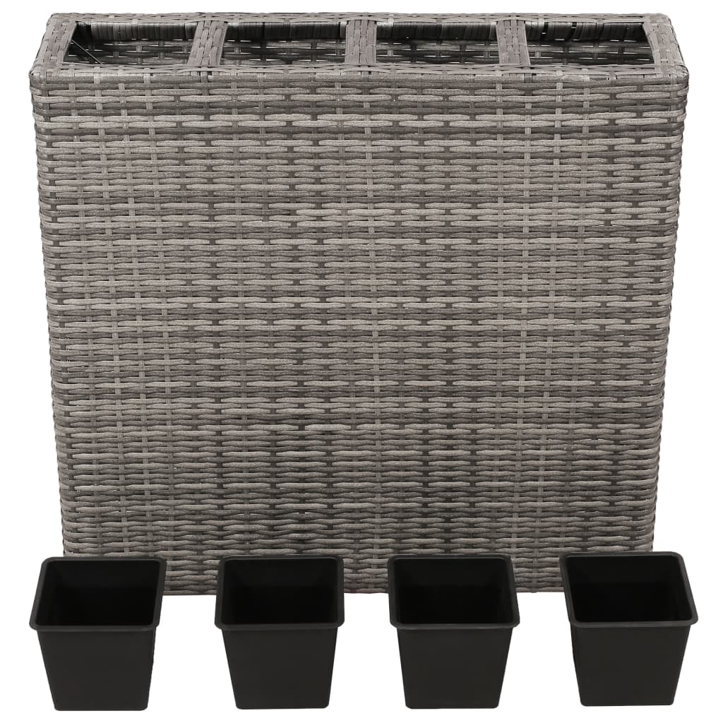 vidaXL Garden Raised Bed with 4 Pots 2 pcs Poly Rattan Grey(2x45426)