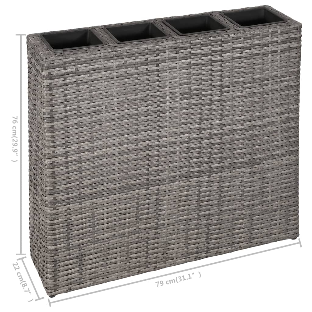 vidaXL Garden Raised Bed with 4 Pots 2 pcs Poly Rattan Grey(2x45426)