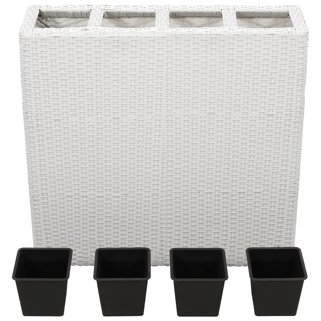 vidaXL Garden Raised Bed with 4 Pots 2 pcs Poly Rattan White(2x45427)