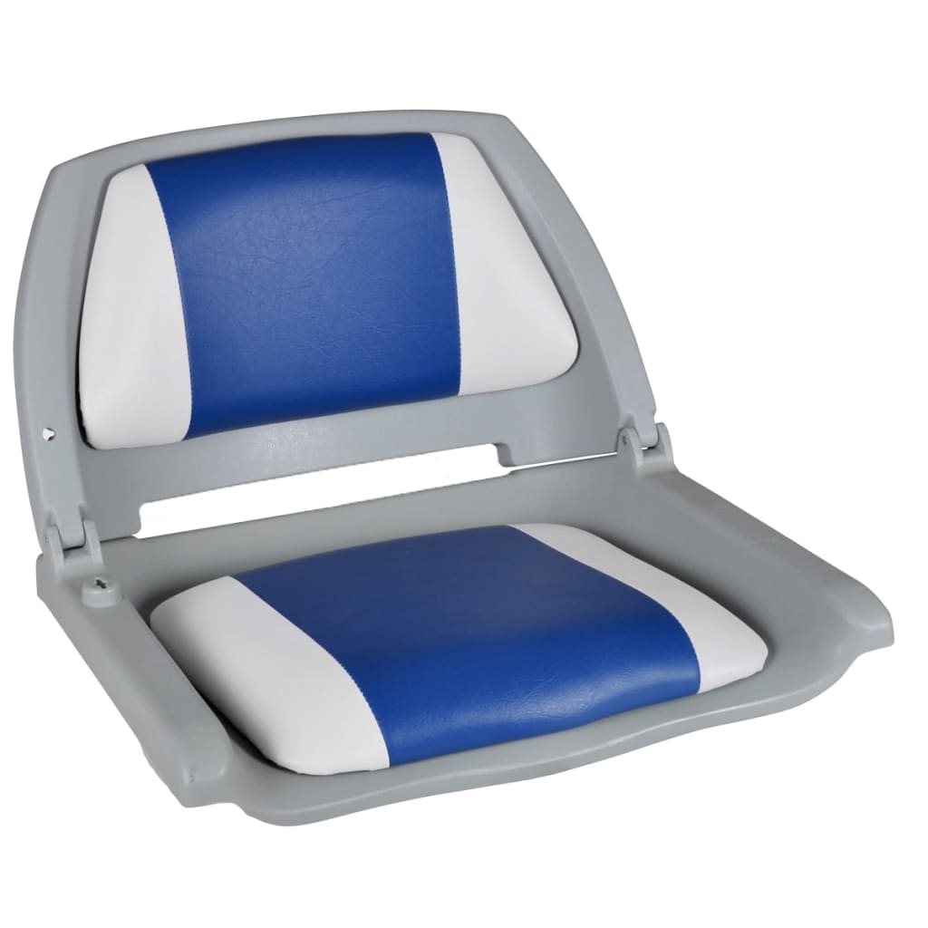 vidaXL Boat Seats 2 pcs Foldable Backrest Blue-white Pillow 41x51x48cm