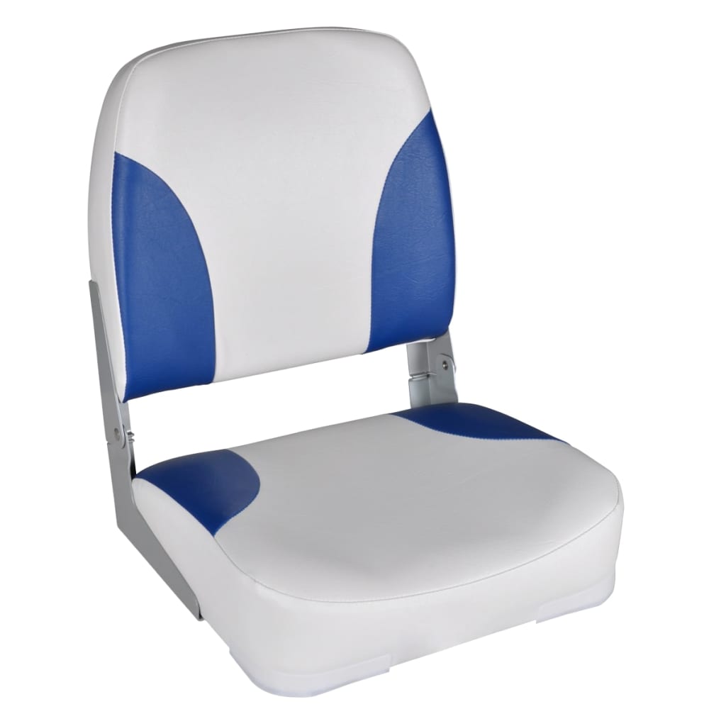 vidaXL Boat Seats 2 pcs Foldable Backrest Blue-white Pillow 41x36x48cm