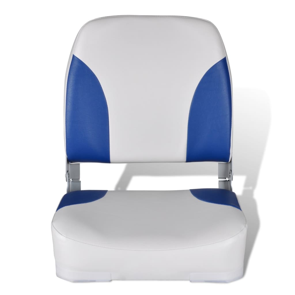 vidaXL Boat Seats 2 pcs Foldable Backrest Blue-white Pillow 41x36x48cm