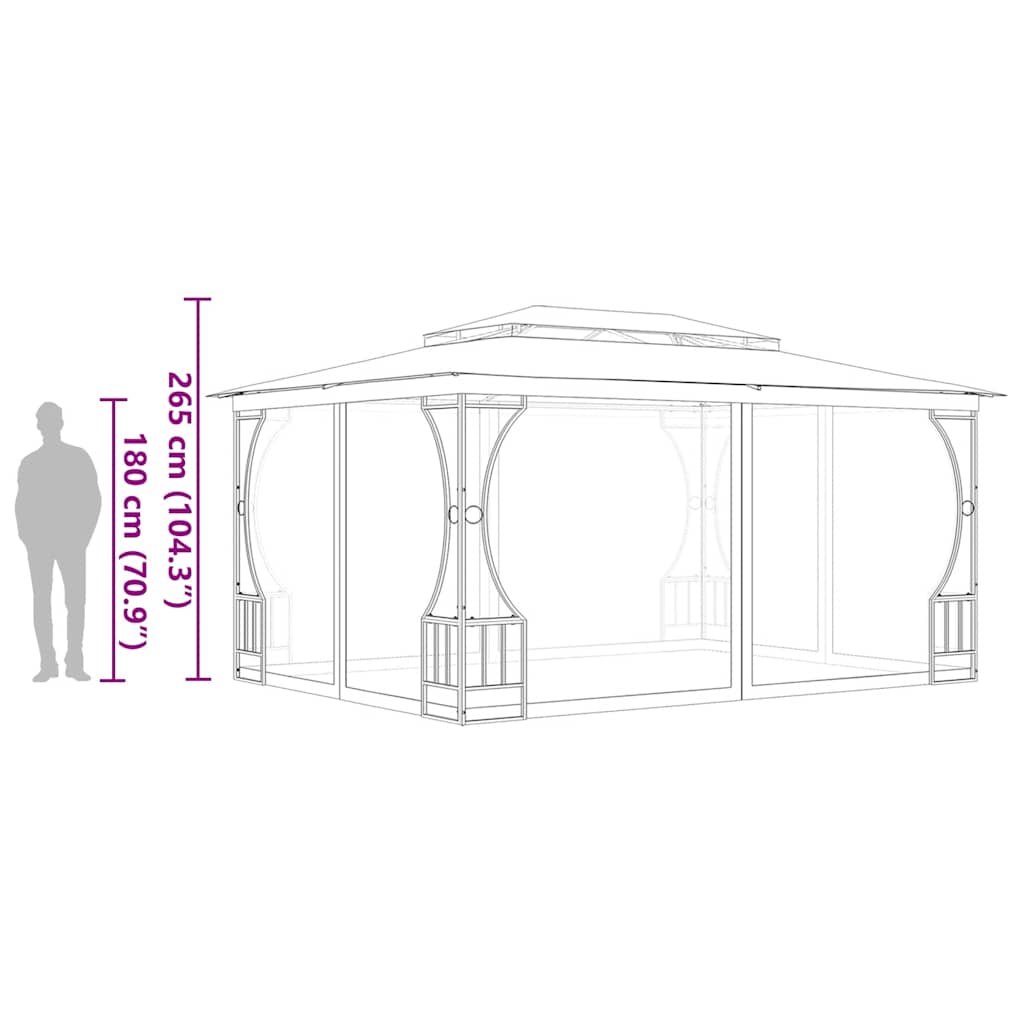Gazebo with Nets 300x400x265 cm Anthracite