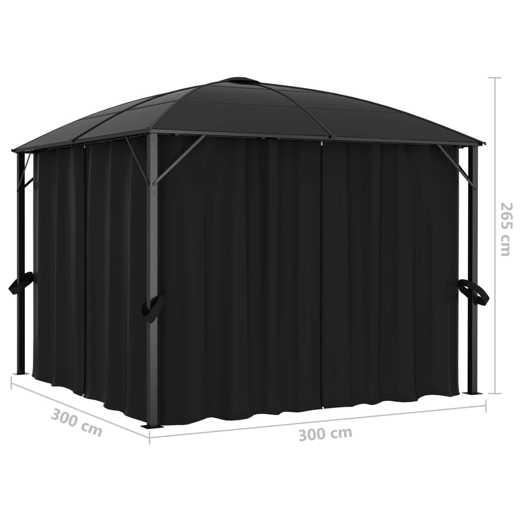 vidaXL Gazebo with Curtains 300x300x265 cm Anthracite