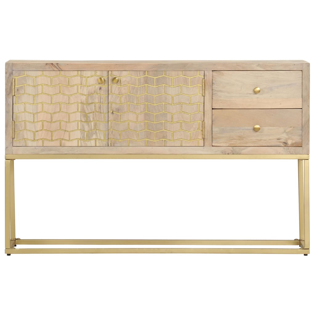 vidaXL Sideboard Gold 120x30x75 cm Solid Mango Wood