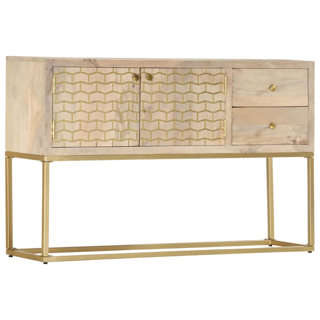 vidaXL Sideboard Gold 120x30x75 cm Solid Mango Wood