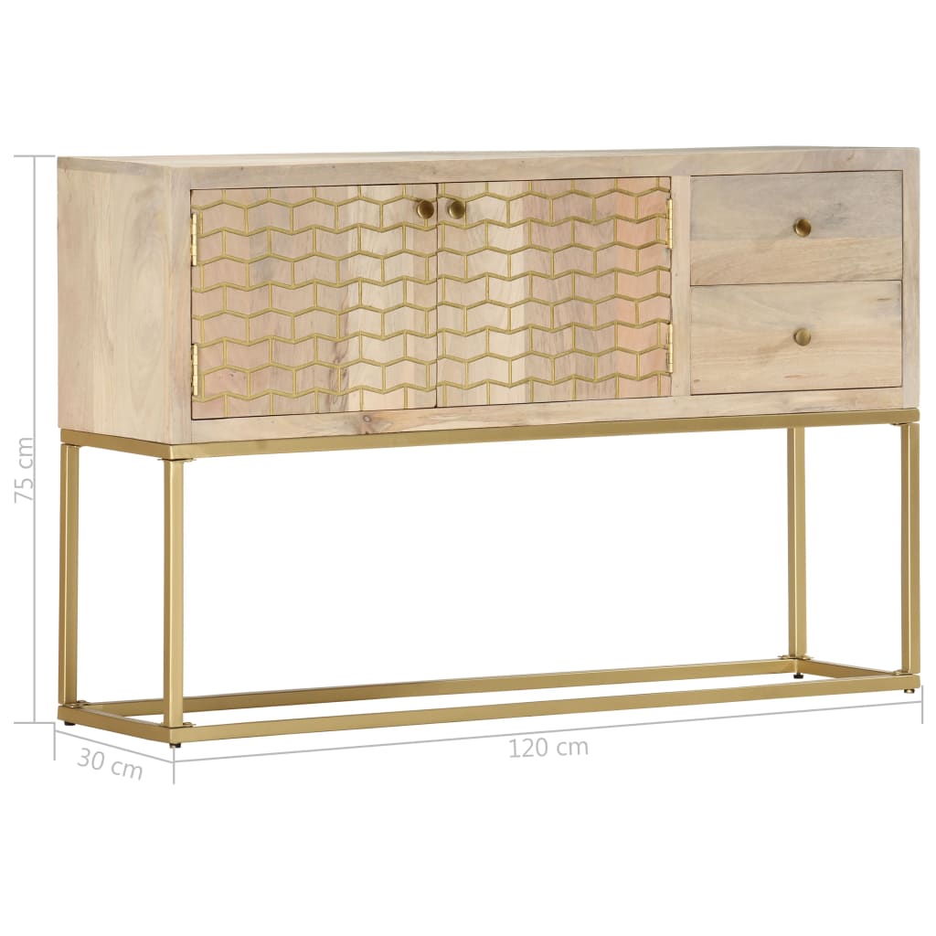 vidaXL Sideboard Gold 120x30x75 cm Solid Mango Wood