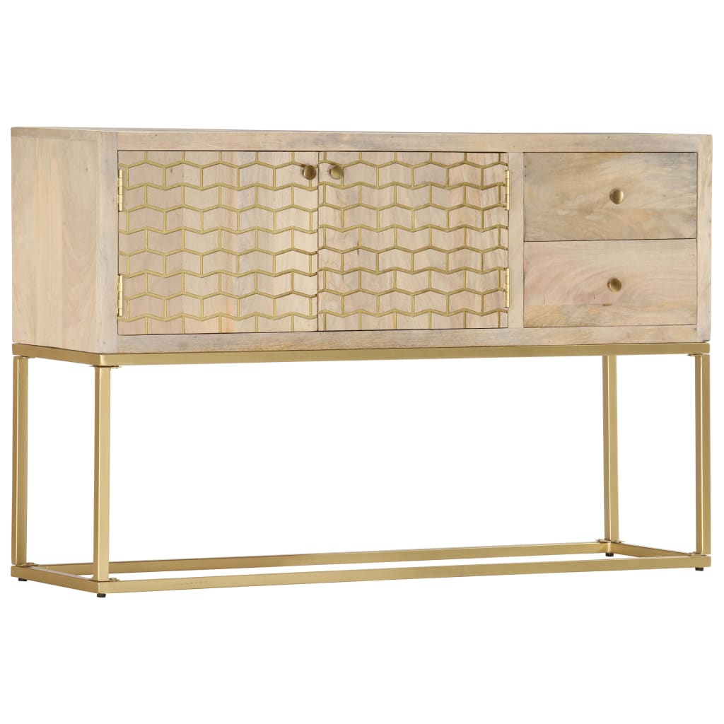 vidaXL Sideboard Gold 120x30x75 cm Solid Mango Wood