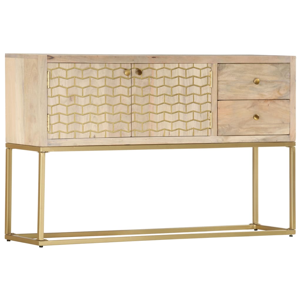 vidaXL Sideboard Gold 120x30x75 cm Solid Mango Wood