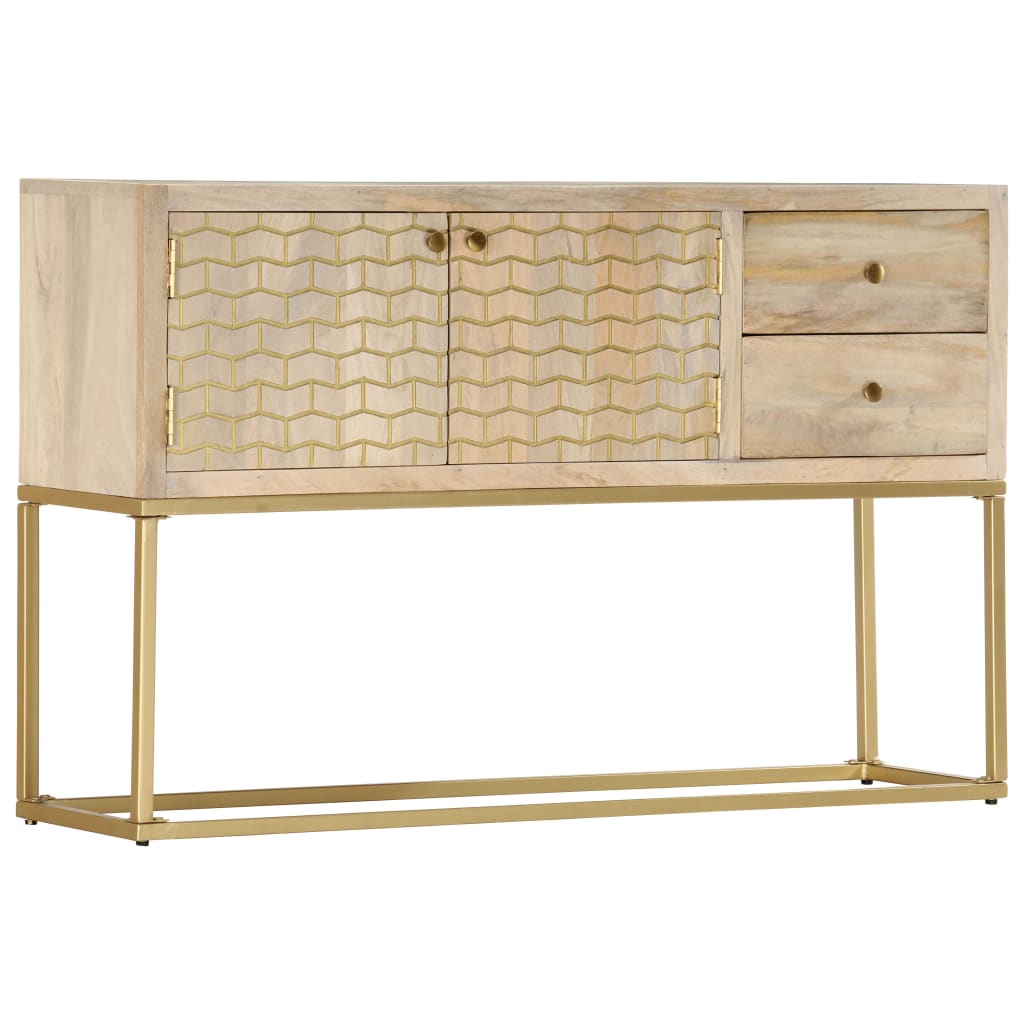 vidaXL Sideboard Gold 120x30x75 cm Solid Mango Wood