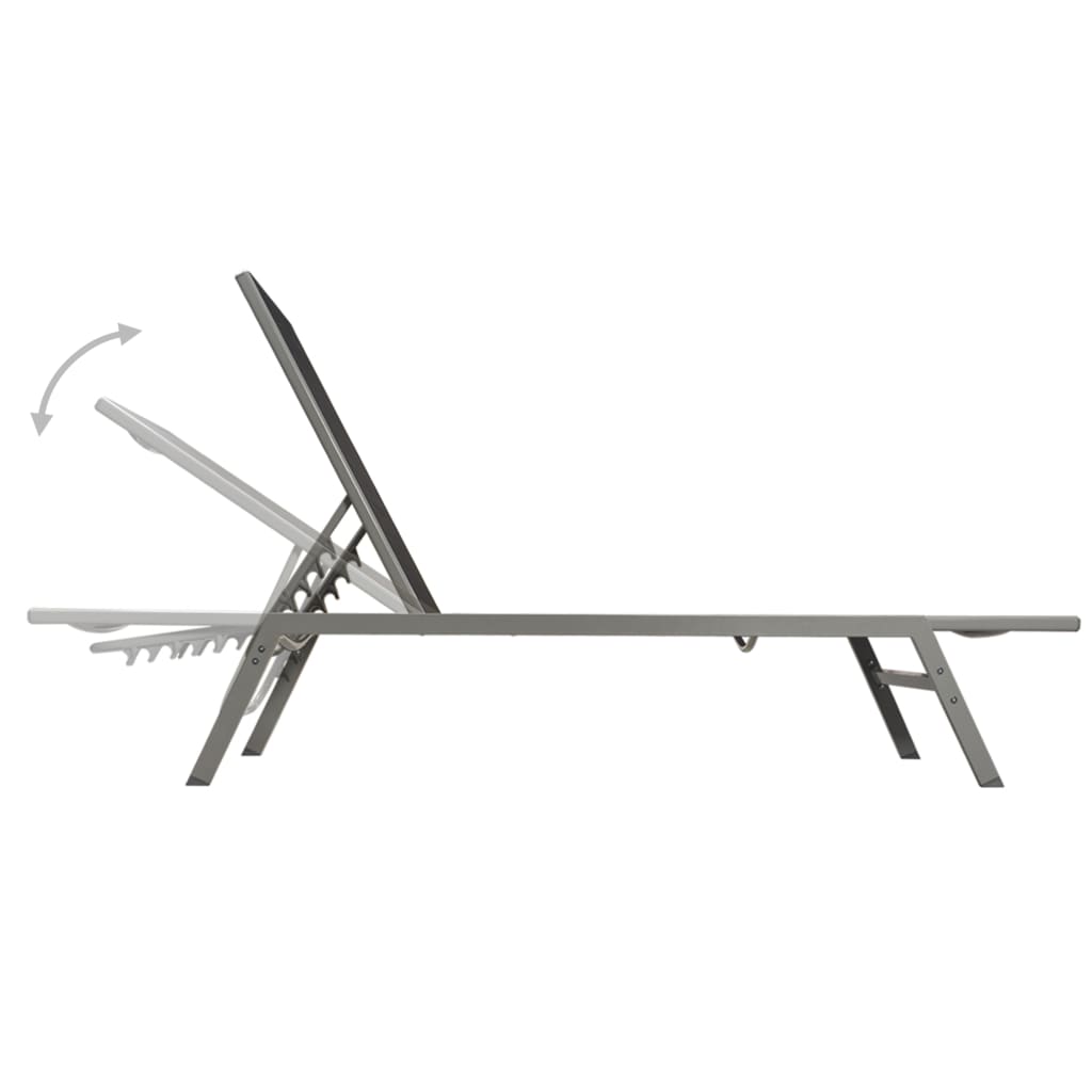 Sun Lounger | Black | Steel, Textilene, Glass | Large