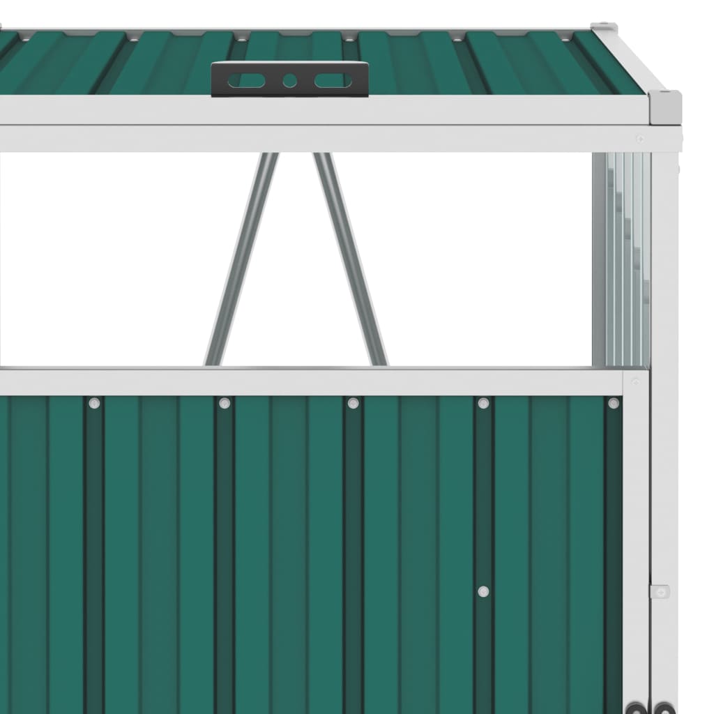 vidaXL Triple Garbage Bin Shed Green 213x81x121 cm Steel