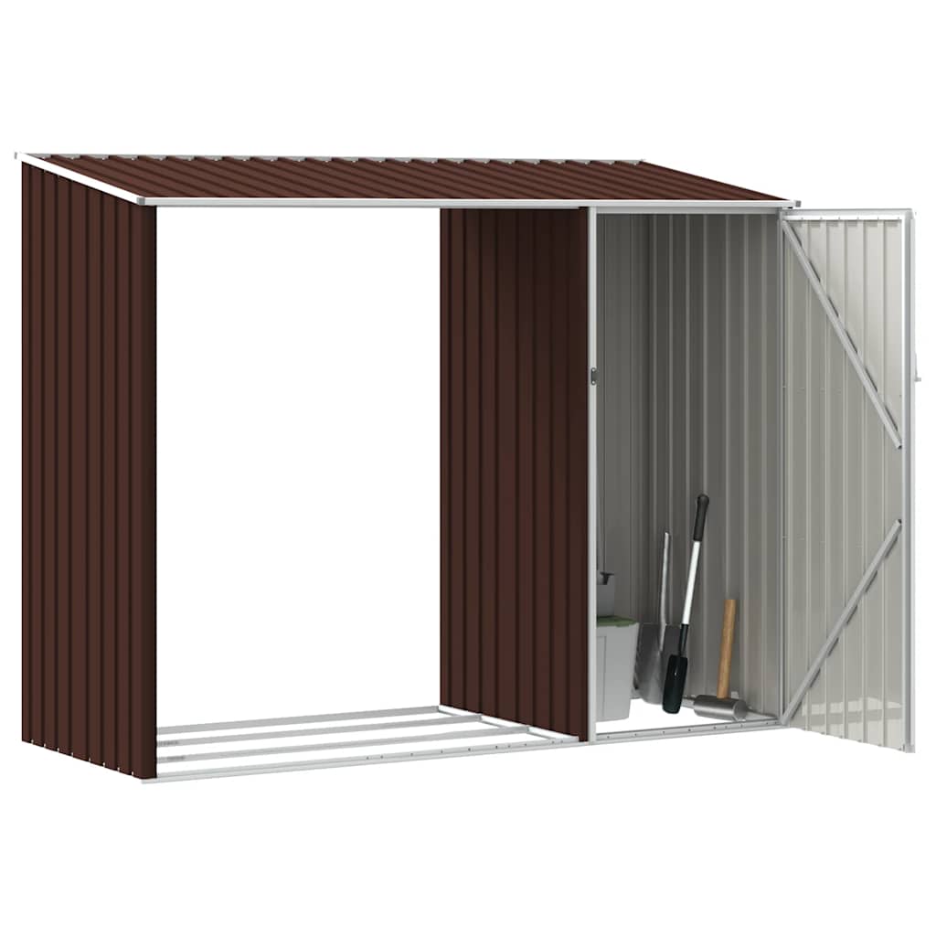 Garden Firewood Shed Brown 245x98x159 cm Galvanised Steel