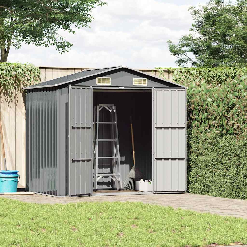 Garden Shed Grey 205x129x183 cm Galvanised Steel