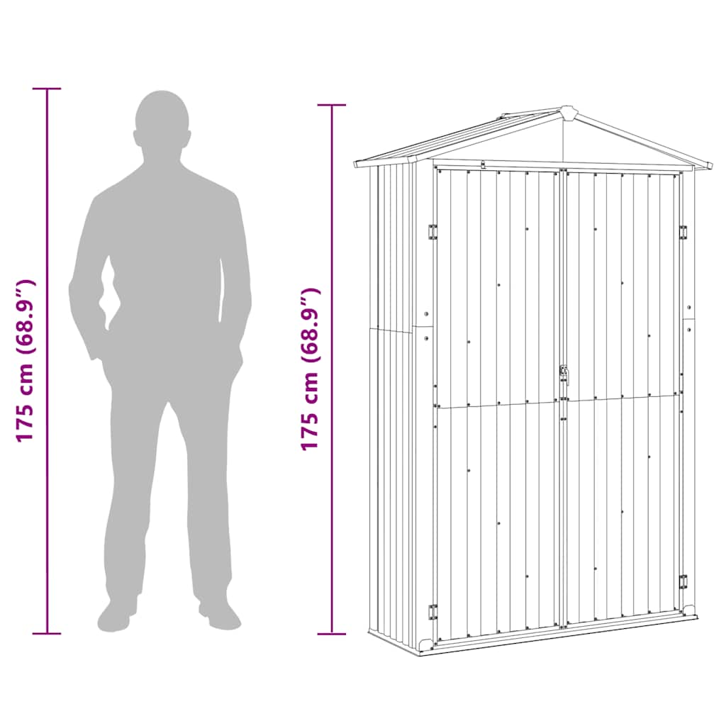 Garden Shed Green 116x45x175 cm Galvanised Steel